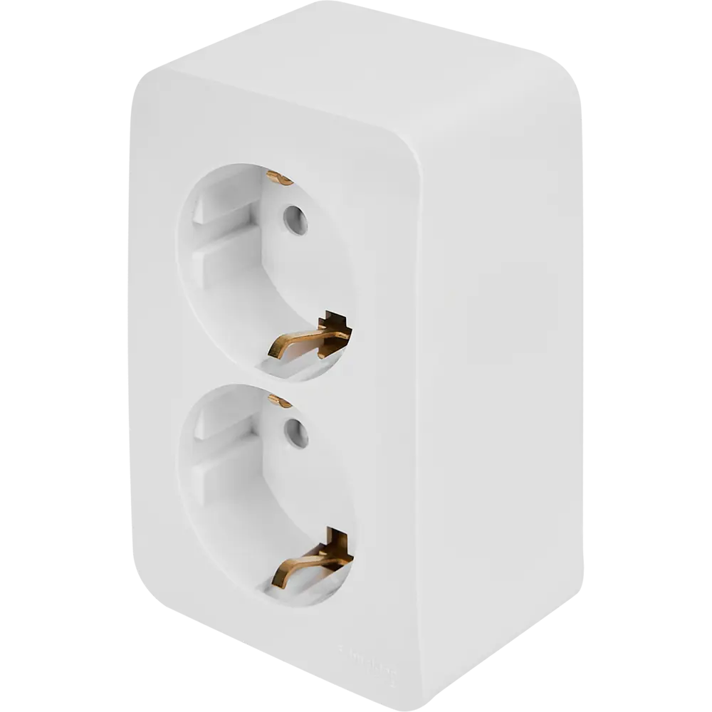 Фото 2 Розетка двойная накладная Schneider Electric Blanca с заземлением со шторками цвет белый Фото 2 Розетка двойная накладная Schneider Electric Blanca с заземлением со шторками цвет белый