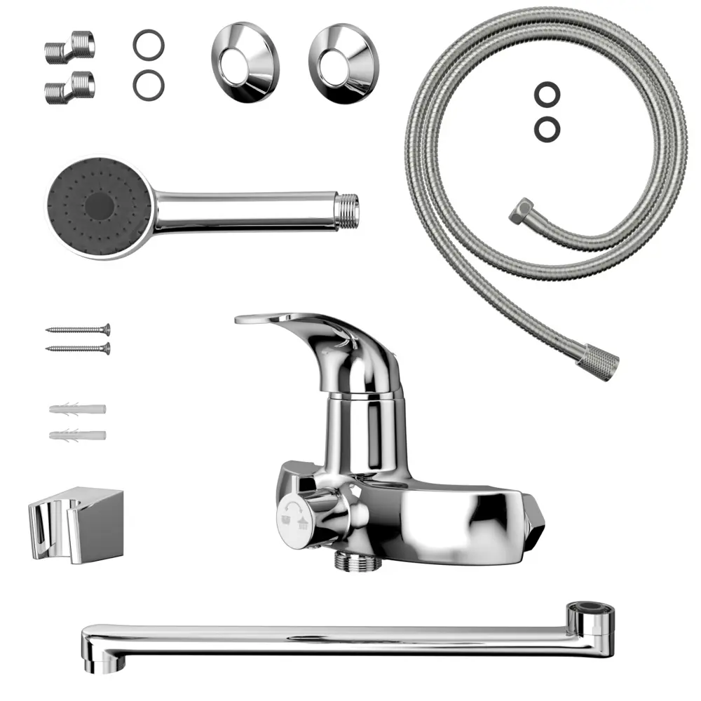 Фото 7 Смеситель для ванны Vanhausen VN19.505.000 однорычажный с душевой лейкой цвет хром