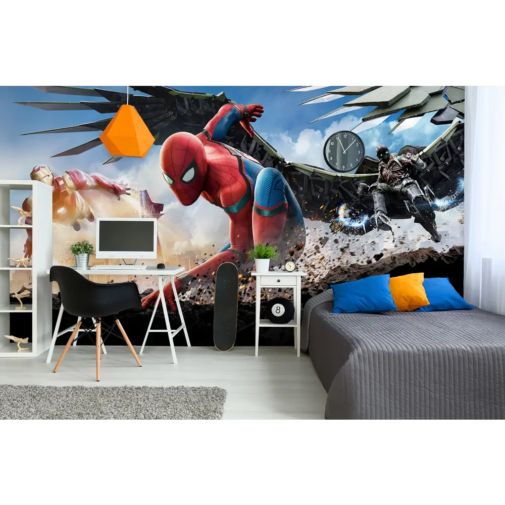 Фото 2 Фотообои флизелиновые Luxury walls 500x270 см Мультгерои Человек-паук и Железный человек AM24005 Фото 2 Фотообои флизелиновые Luxury walls 500x270 см Мультгерои Человек-паук и Железный человек AM24005