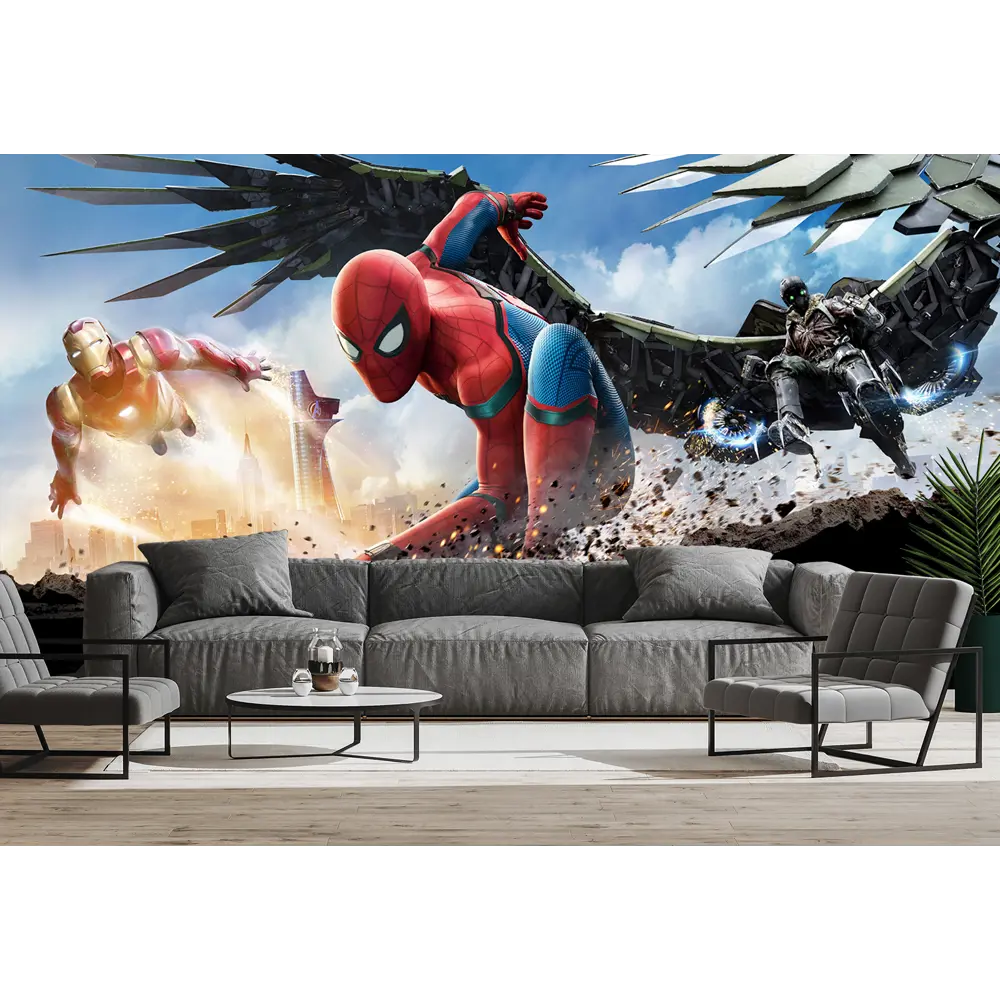 Фото 3 Фотообои флизелиновые Luxury walls 500x270 см Мультгерои Человек-паук и Железный человек AM24005 Фото 3 Фотообои флизелиновые Luxury walls 500x270 см Мультгерои Человек-паук и Железный человек AM24005