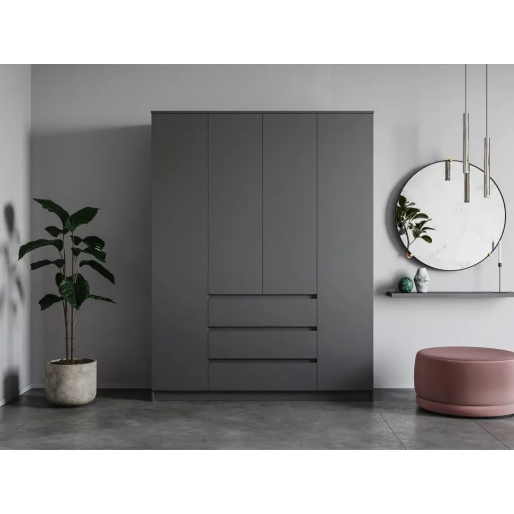 Фото Шкаф распашной Adeta 8969942 160x200x50 см ЛДСП цвет серый Фото Шкаф распашной Adeta 8969942 160x200x50 см ЛДСП цвет серый