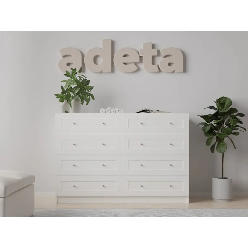 Фото 2 Комод Adeta Билли 220 8 ящиков 140x45x100 см ЛДСП цвет белый Фото 2 Комод Adeta Билли 220 8 ящиков 140x45x100 см ЛДСП цвет белый