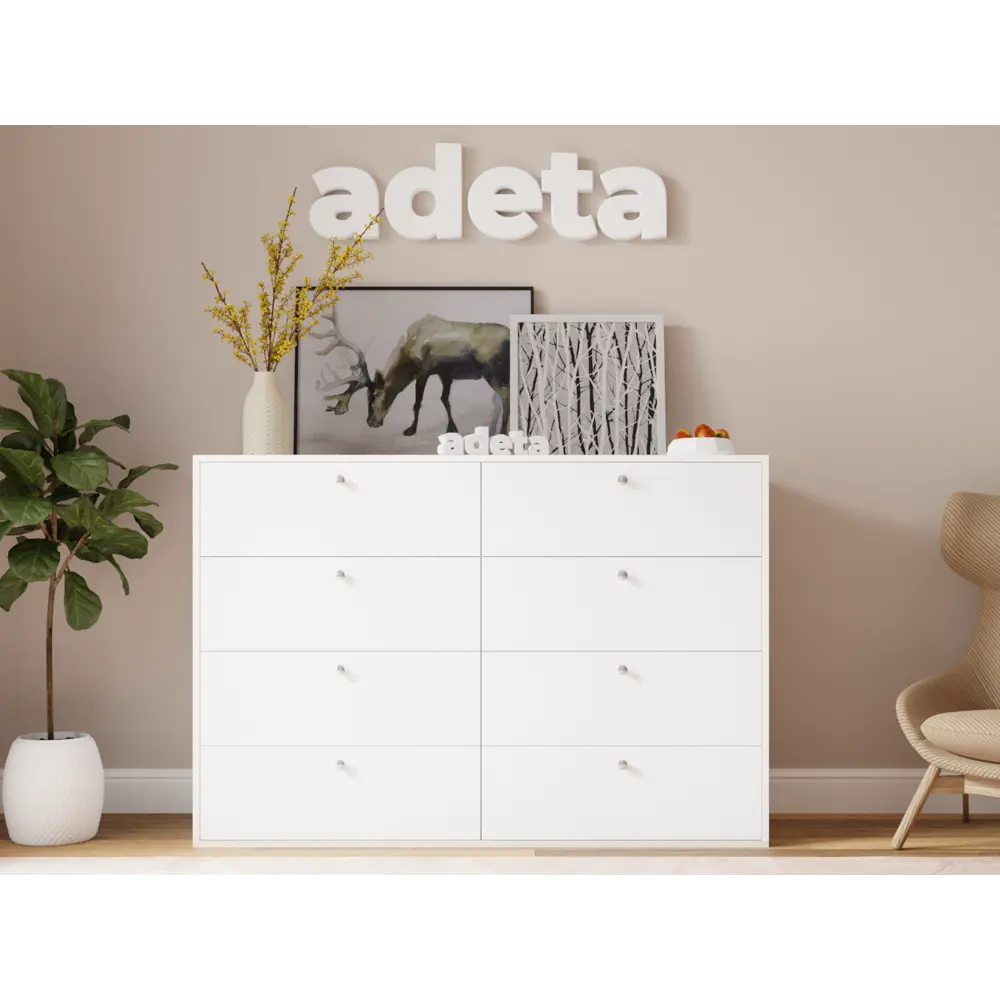 Фото 4 Комод Adeta Каллакс 17 8 ящиков 140x45x96 см ЛДСП цвет белый Фото 4 Комод Adeta Каллакс 17 8 ящиков 140x45x96 см ЛДСП цвет белый