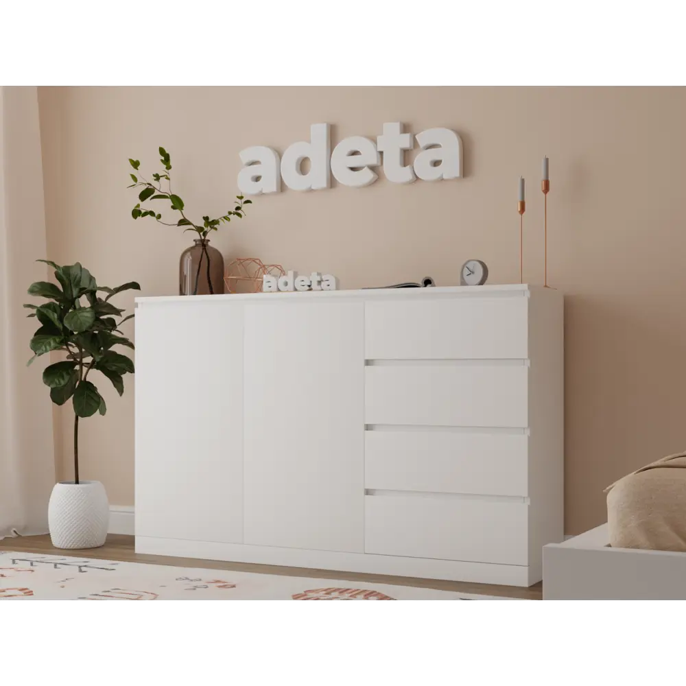 Фото Комод Adeta Мальм 18 4 ящика 160x40x102 см ЛДСП цвет белый Фото Комод Adeta Мальм 18 4 ящика 160x40x102 см ЛДСП цвет белый