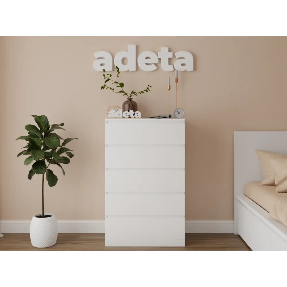 Фото 3 Комод Adeta Мальм 19 5 ящиков 70x40x112 см ЛДСП цвет белый Фото 3 Комод Adeta Мальм 19 5 ящиков 70x40x112 см ЛДСП цвет белый