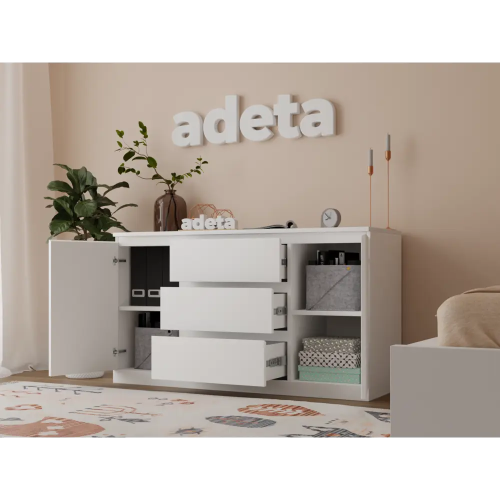 Фото 4 Комод Adeta Мальм 25 3 ящика 140x40x77 см ЛДСП цвет белый Фото 4 Комод Adeta Мальм 25 3 ящика 140x40x77 см ЛДСП цвет белый