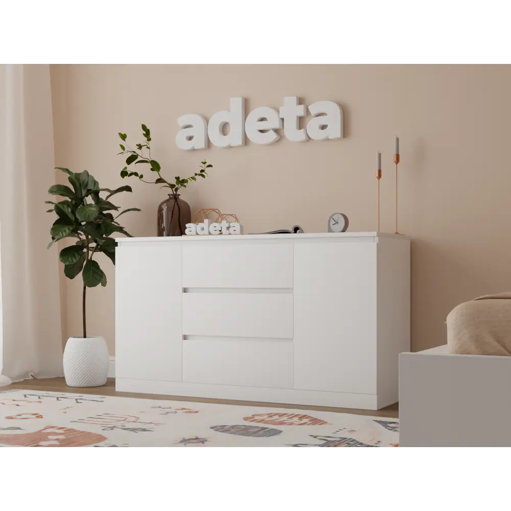 Фото Комод Adeta Мальм 25 3 ящика 140x40x77 см ЛДСП цвет белый Фото Комод Adeta Мальм 25 3 ящика 140x40x77 см ЛДСП цвет белый