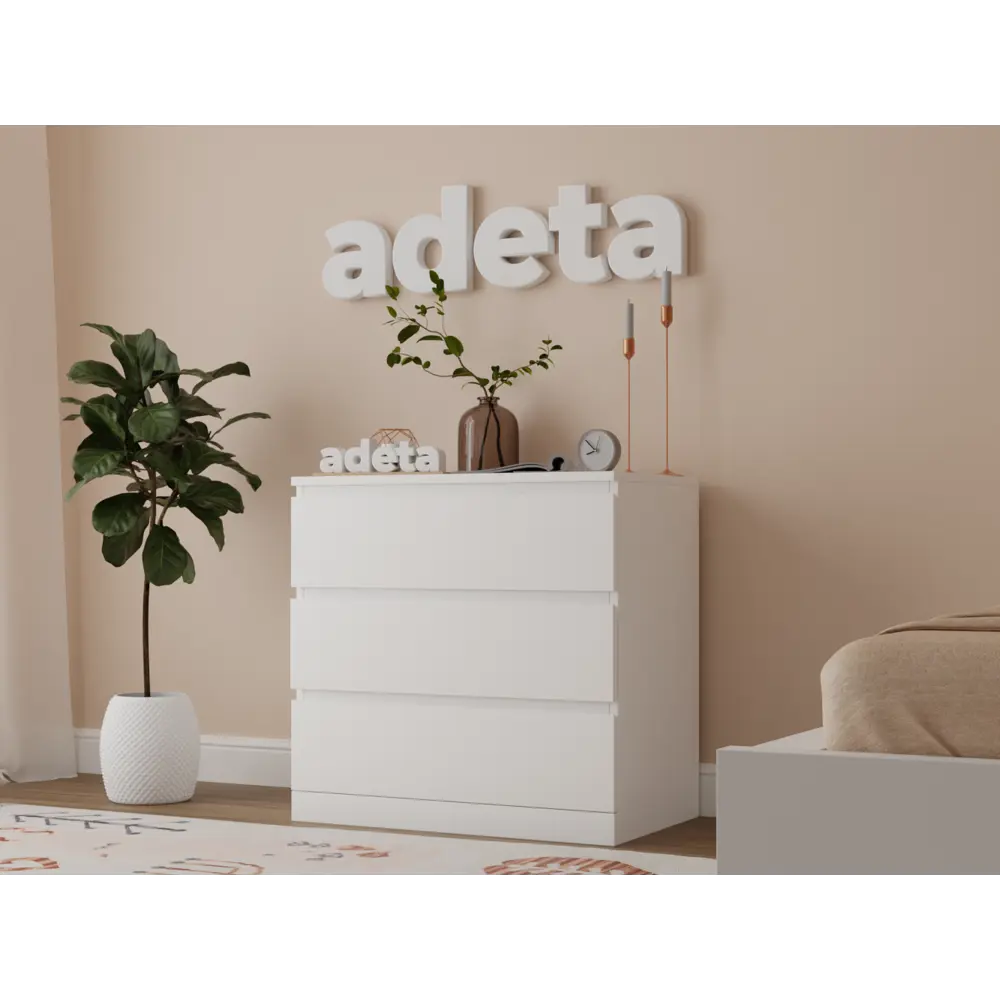 Фото Комод Adeta Мальм 17 3 ящика 80x48x77 см ЛДСП цвет белый Фото Комод Adeta Мальм 17 3 ящика 80x48x77 см ЛДСП цвет белый