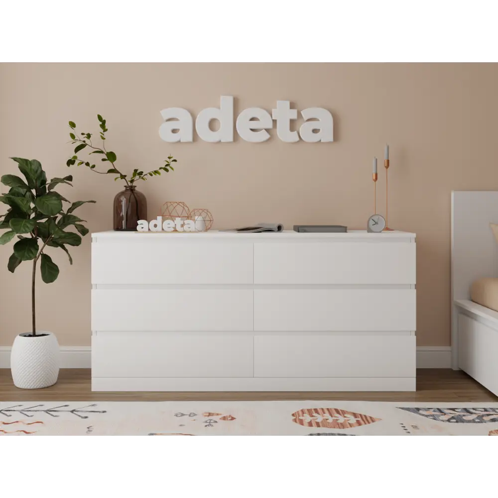 Фото 3 Комод Adeta Мальм 23 6 ящиков 160x48x77 см ЛДСП цвет белый Фото 3 Комод Adeta Мальм 23 6 ящиков 160x48x77 см ЛДСП цвет белый