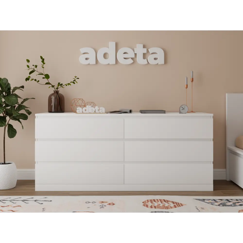 Фото 2 Комод Adeta Мальм 27 6 ящиков 180x48x77 см ЛДСП цвет белый Фото 2 Комод Adeta Мальм 27 6 ящиков 180x48x77 см ЛДСП цвет белый