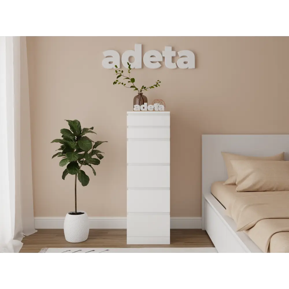 Фото 5 Комод Adeta Мальм 28 6 ящиков 40x48x123 см ЛДСП цвет белый Фото 5 Комод Adeta Мальм 28 6 ящиков 40x48x123 см ЛДСП цвет белый