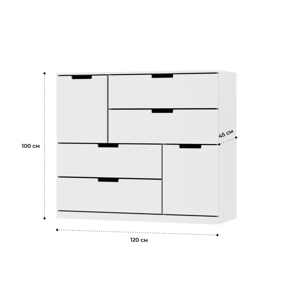 Фото 3 Комод Adeta Нордли 34 6 ящиков 120x45x100 см ЛДСП цвет белый