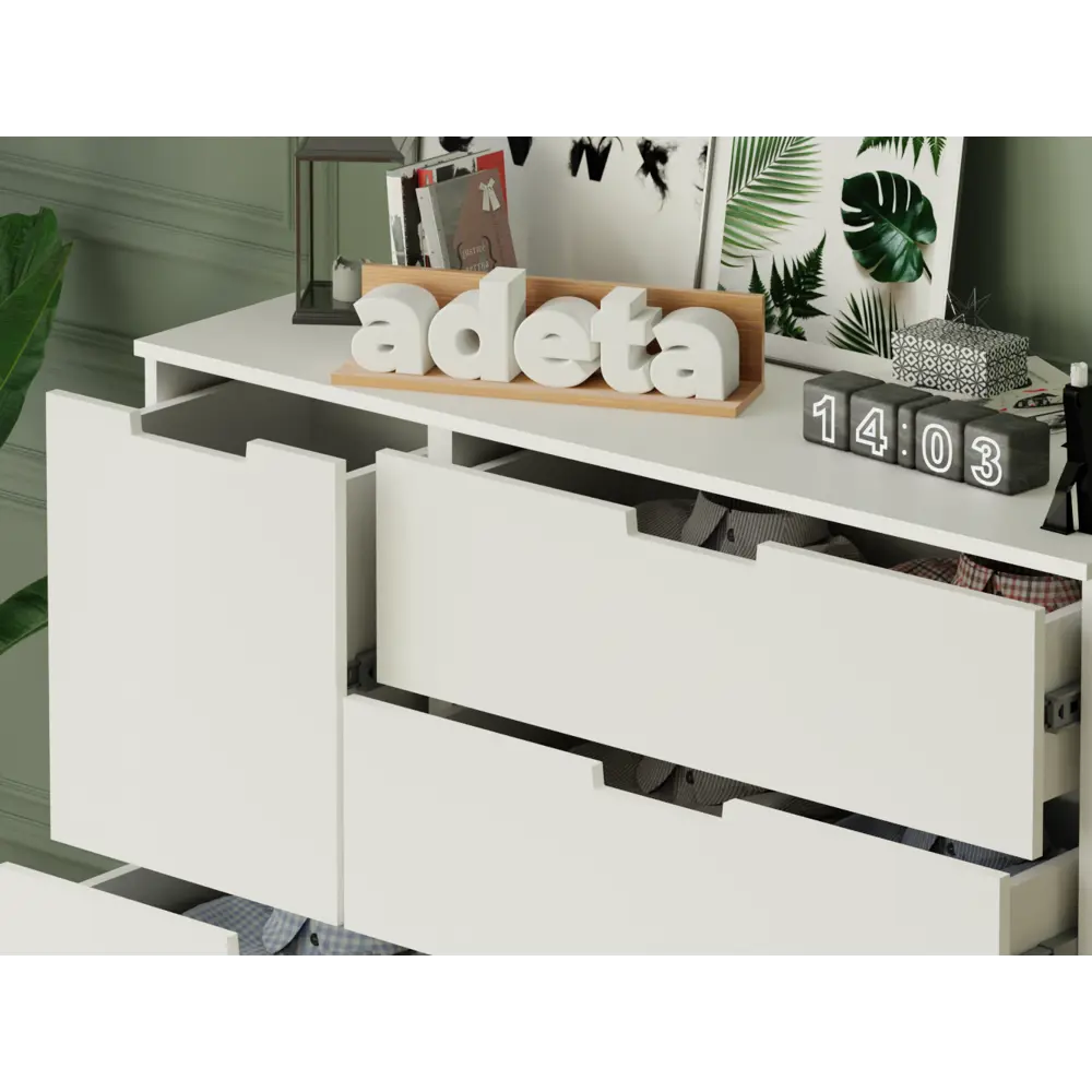 Фото 5 Комод Adeta Нордли 34 6 ящиков 120x45x100 см ЛДСП цвет белый