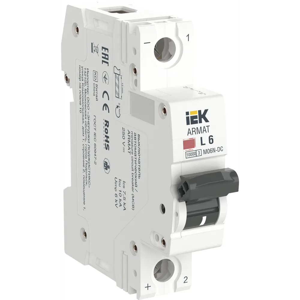 Фото Автоматический выключатель Iek M06N-DC 1P L6 А 10 кА AR-M06N-1-L006DC