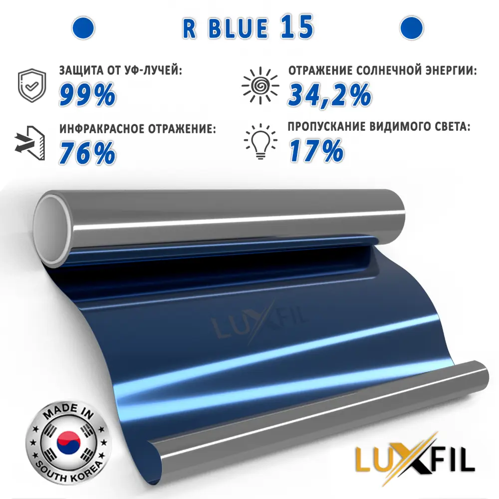 Фото 3 Пленка самоклеящаяся для стекла Luxfil LUX - R Blue 15 0.75x10 м, цвет голубой, 56 мкм Фото 3 Пленка самоклеящаяся для стекла Luxfil LUX - R Blue 15 0.75x10 м, цвет голубой, 56 мкм