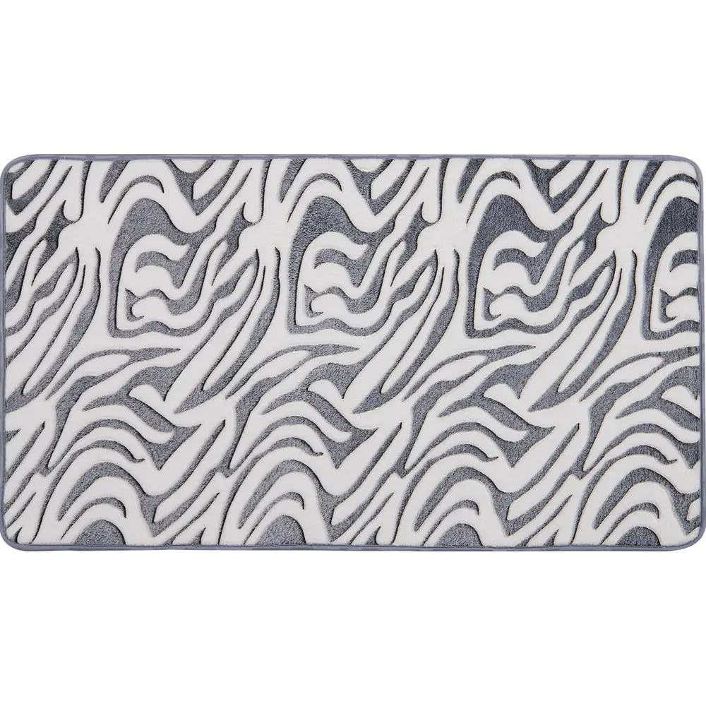 Фото Коврик декоративный полиэстер Зебра 60x110 см цвет серый Фото Коврик декоративный полиэстер Зебра 60x110 см цвет серый