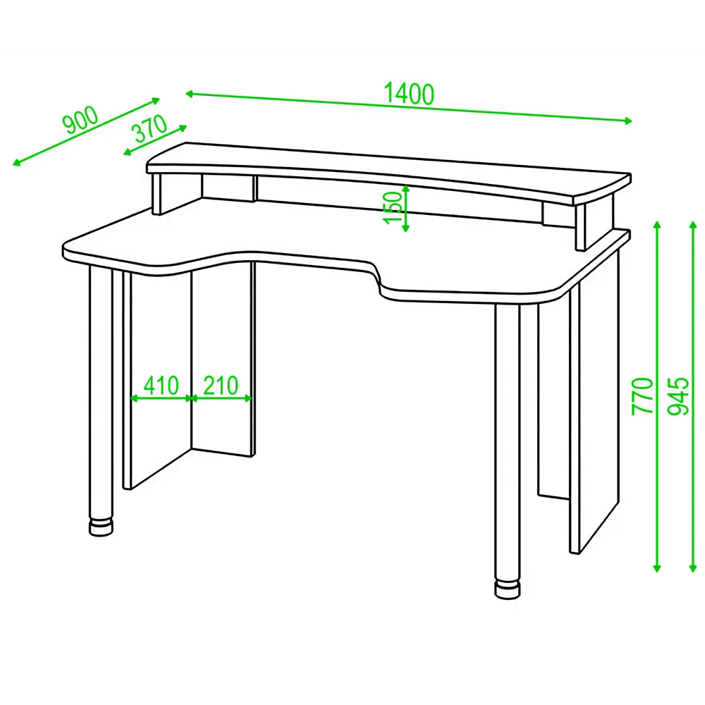 Фото 2 Компьютерный стол Мэрдэс СКЛ-Игр140+НКИЛ140 БЕ 140x95x90 см ЛДСП цвет белый