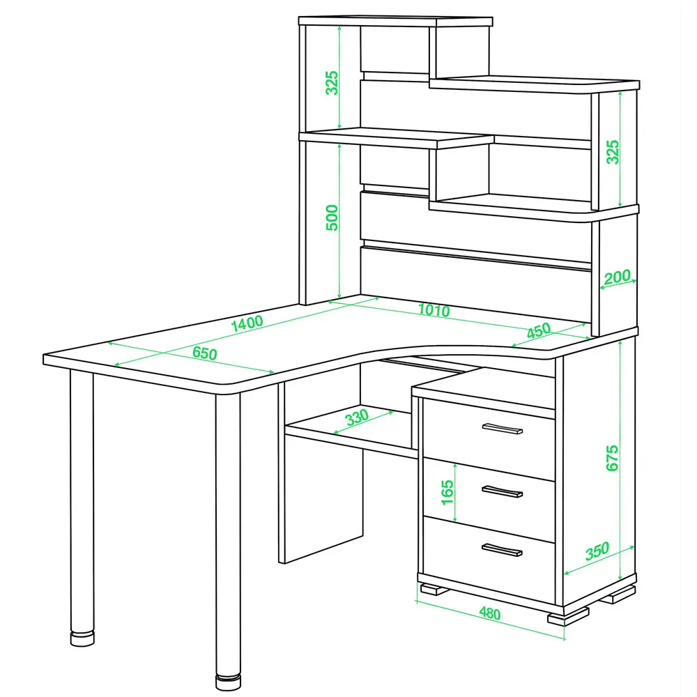 Фото 2 Компьютерный стол Мэрдэс СР-132-140 К-ЛЕВ 101x163x140 см ЛДСП цвет светло-бежевый
