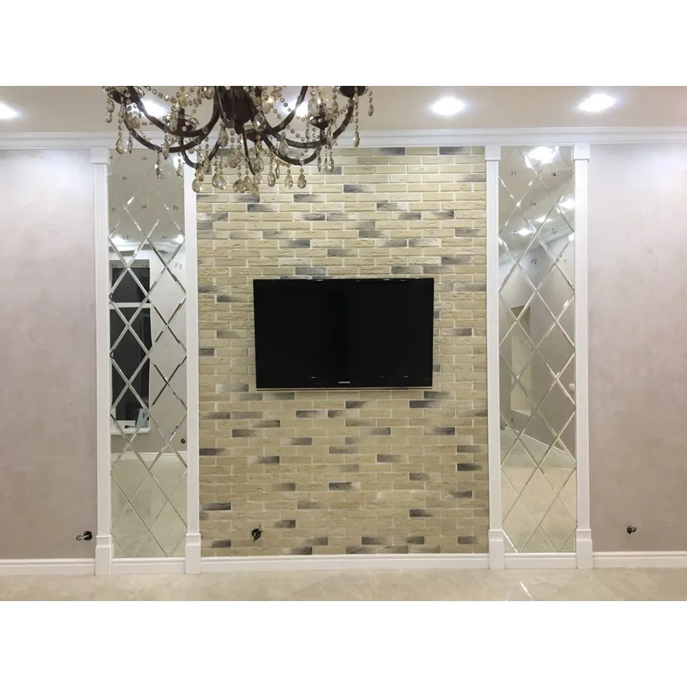 Фото 2 Панно из зеркальной плитки Ромб 20x34 см с фацетом 10 мм (размер панно 40x204 см) Фото 2 Панно из зеркальной плитки Ромб 20x34 см с фацетом 10 мм (размер панно 40x204 см)