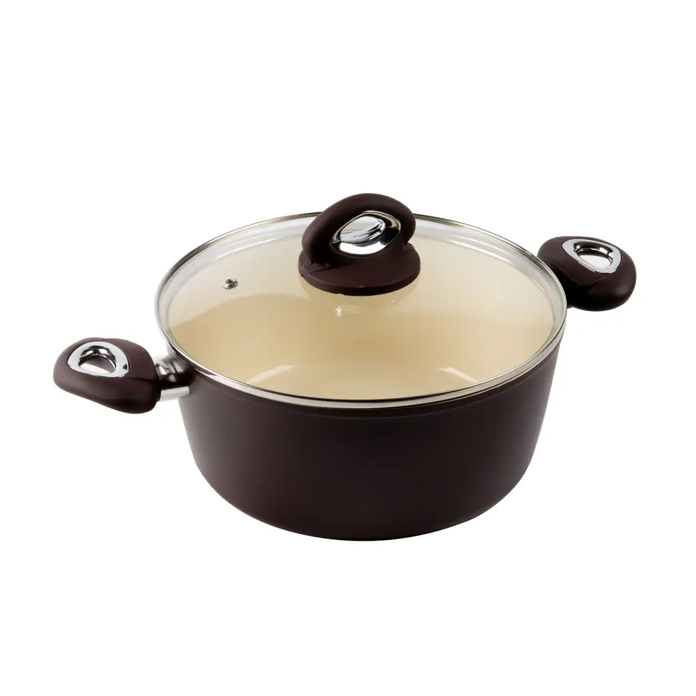 Фото Кастрюля ENDEVER Stone-CREME-24C алюминиевая с крышкой Фото Кастрюля ENDEVER Stone-CREME-24C алюминиевая с крышкой