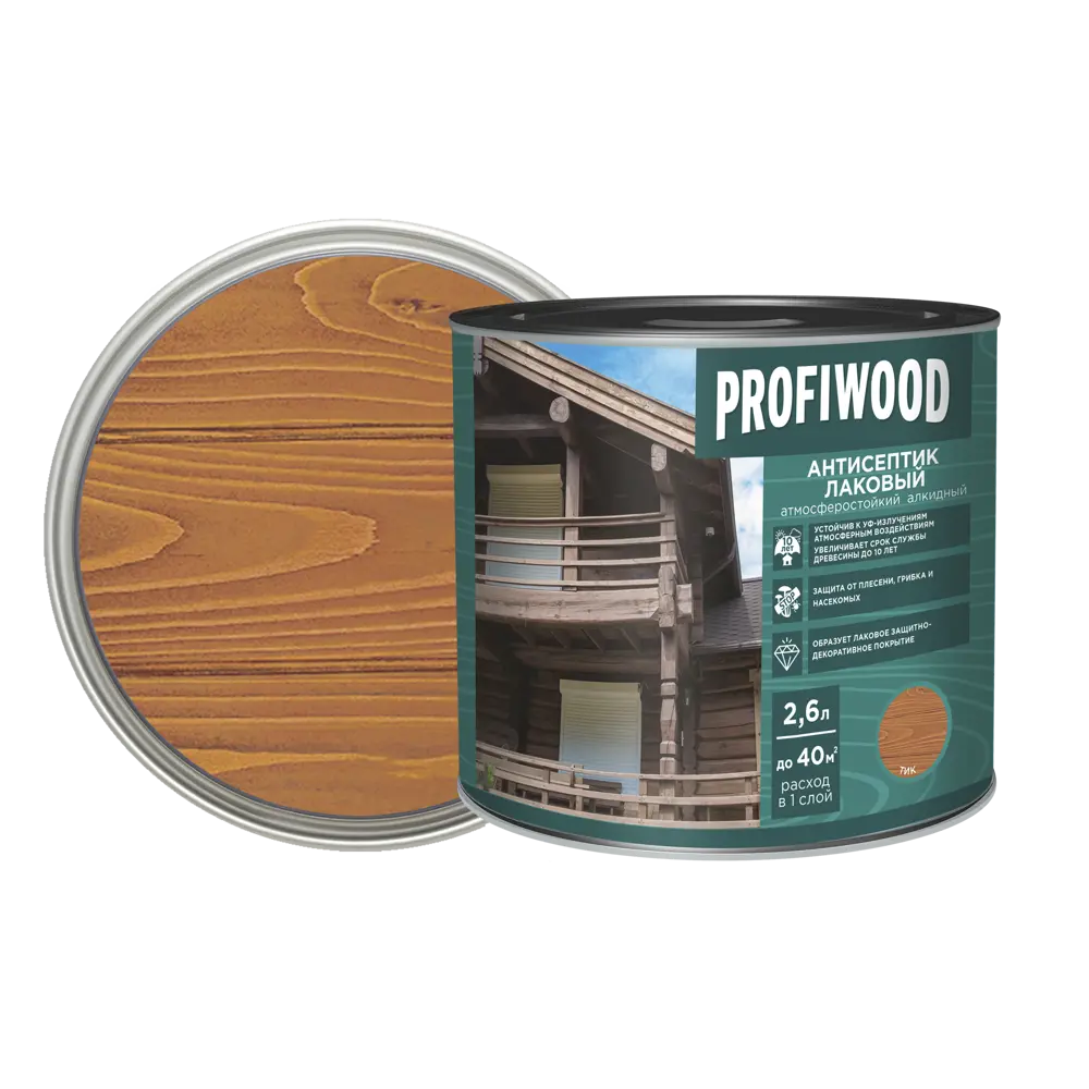 Фото Антисептик Profiwood глянцевый тик 2.4 кг Фото Антисептик Profiwood глянцевый тик 2.4 кг