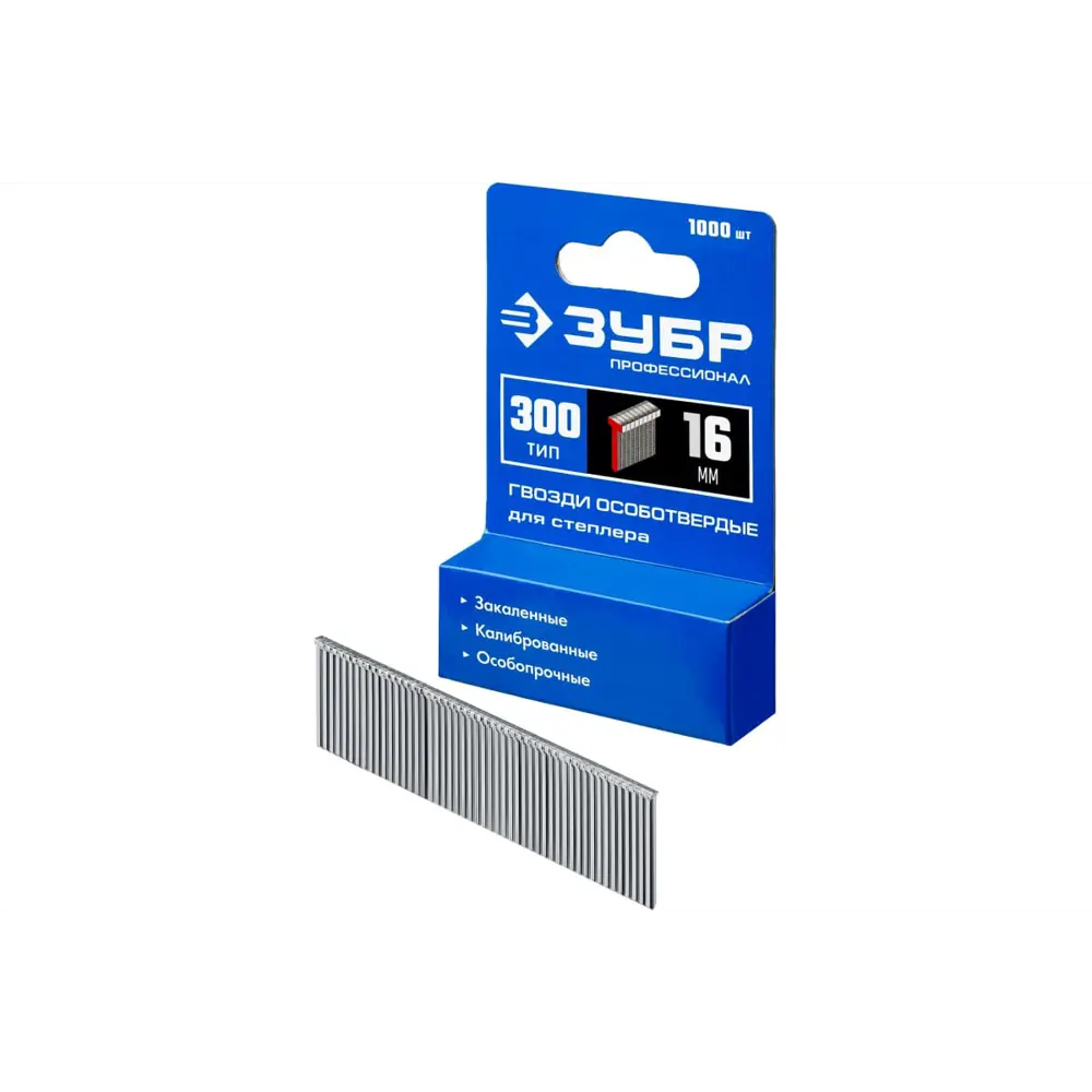 Фото Гвозди для степлеров ТИП 300 ЗУБР 16 мм 1000 шт Фото Гвозди для степлеров ТИП 300 ЗУБР 16 мм 1000 шт