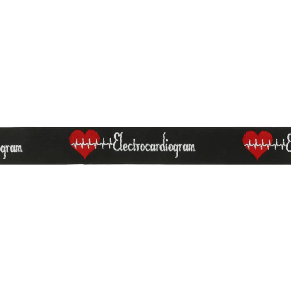 Фото Лента отделочная Айрис с надписью 'Electrocardiogram' 22мм x 20м Фото Лента отделочная Айрис с надписью 'Electrocardiogram' 22мм x 20м