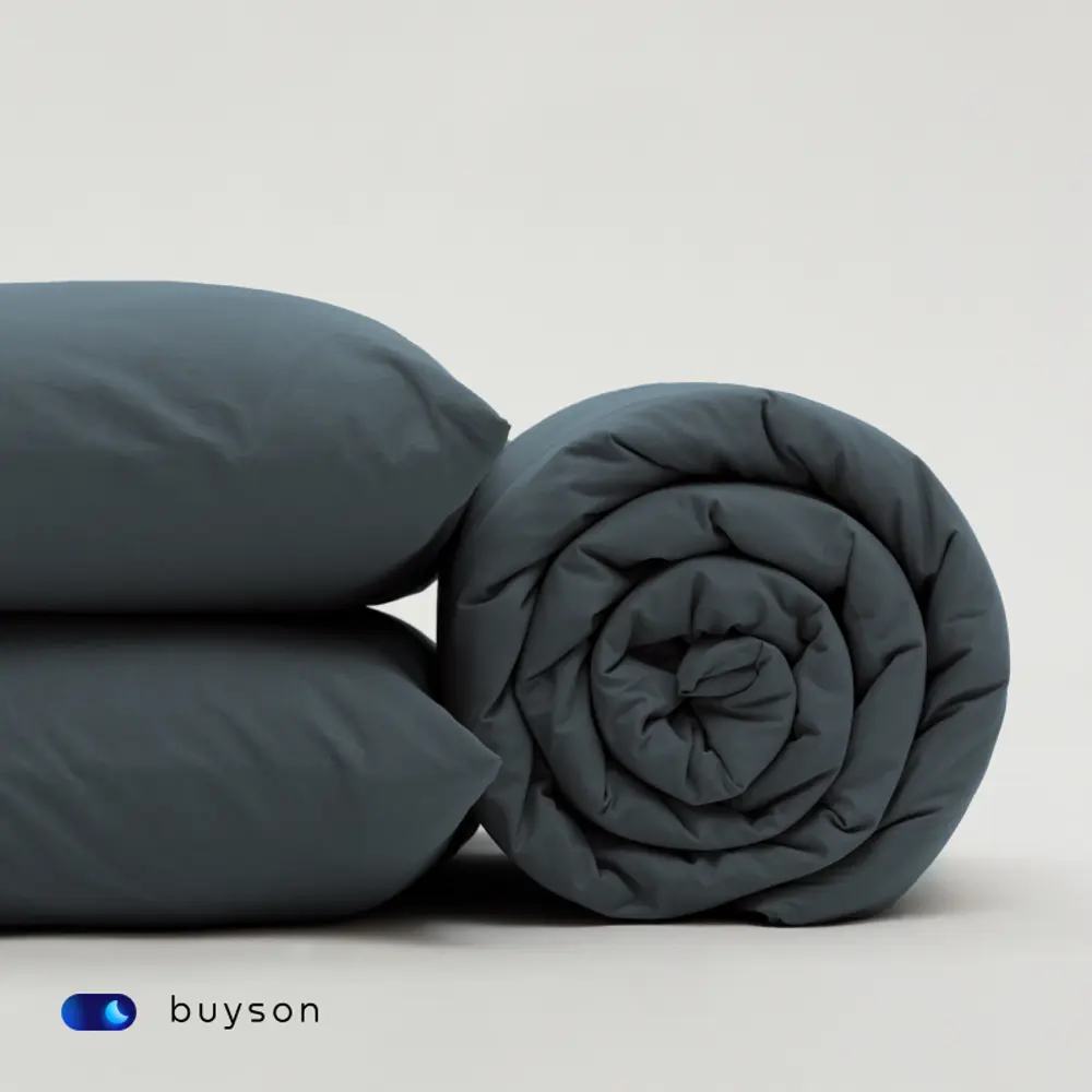 Фото 9 Наволочка buyson BuyRelax 70x70 см перкаль 2шт цвет серо-голубой