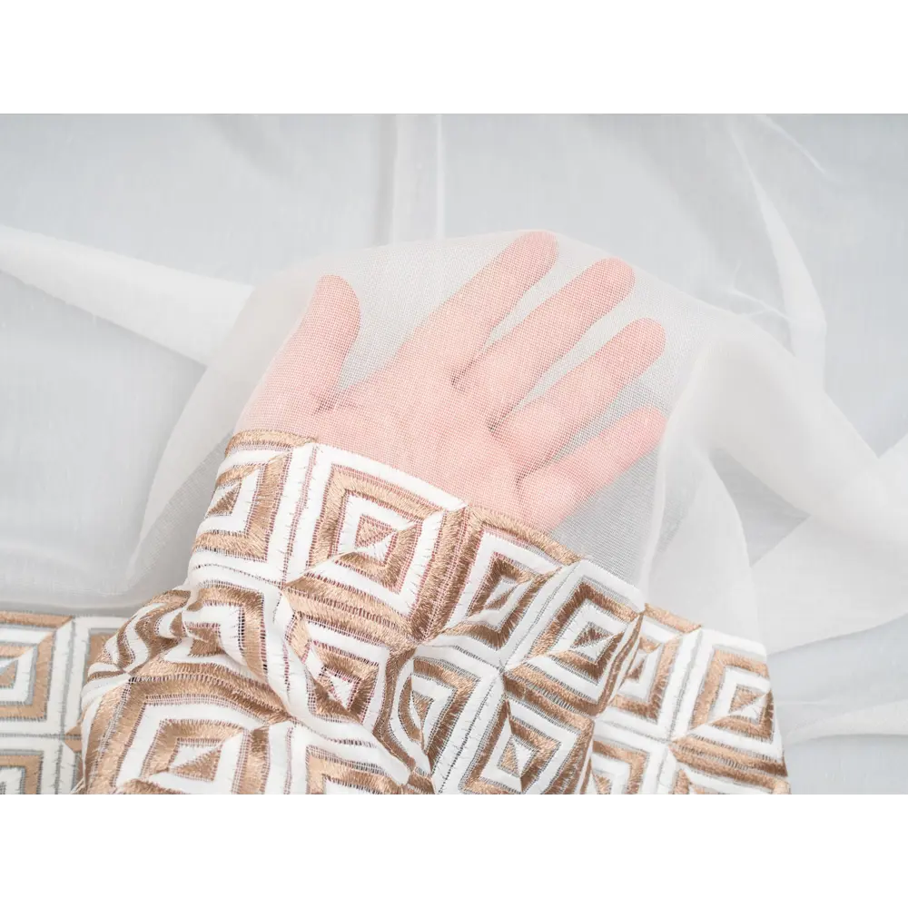 Фото 6 Ткань на отрез для шитья тюля батист с вышивкой "Мира" 300x280 см цвет бело-коричневый Фото 6 Ткань на отрез для шитья тюля батист с вышивкой "Мира" 300x280 см цвет бело-коричневый