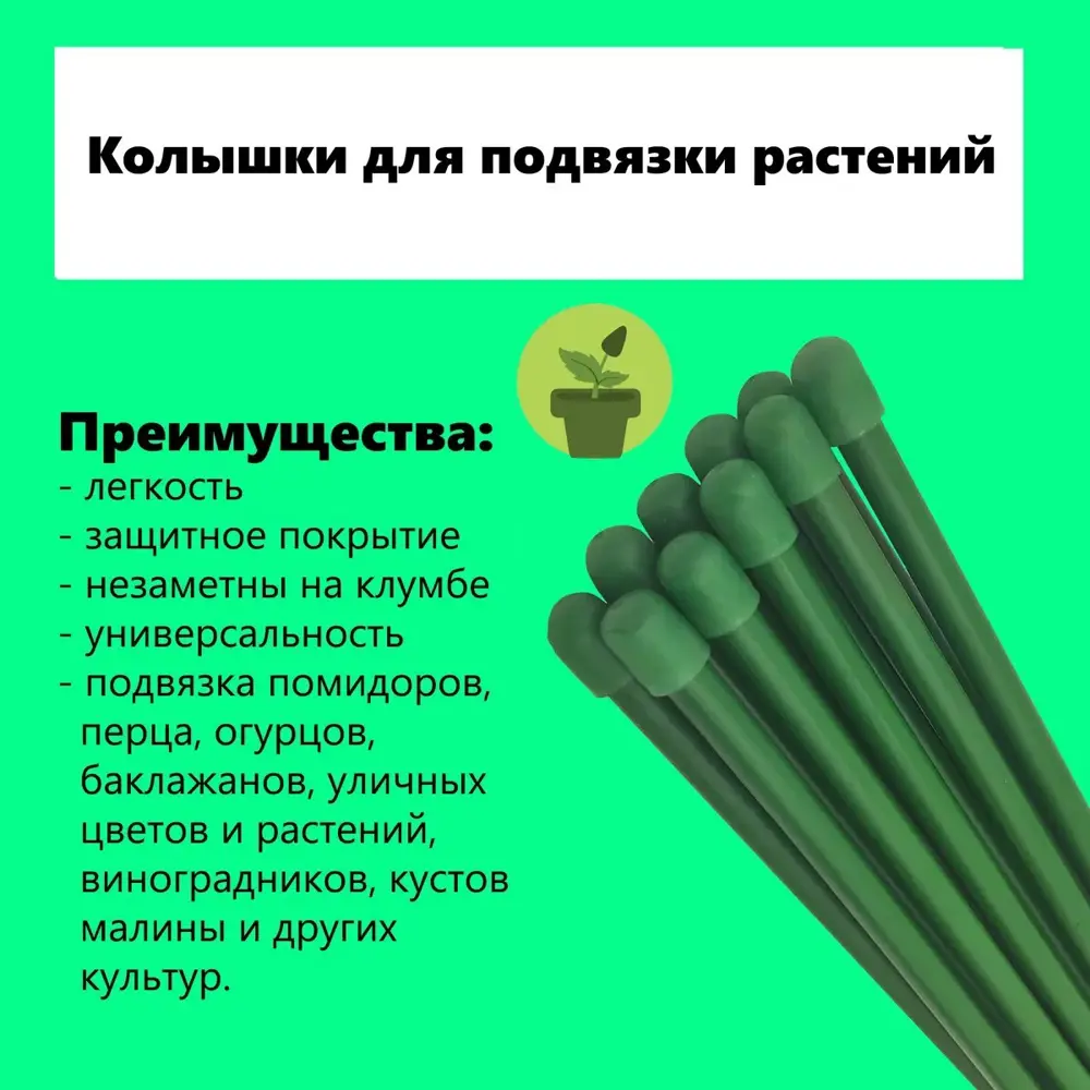 Фото 3 Колышки садовые металлические Лето 10 шт h 1.5 м Фото 3 Колышки садовые металлические Лето 10 шт h 1.5 м