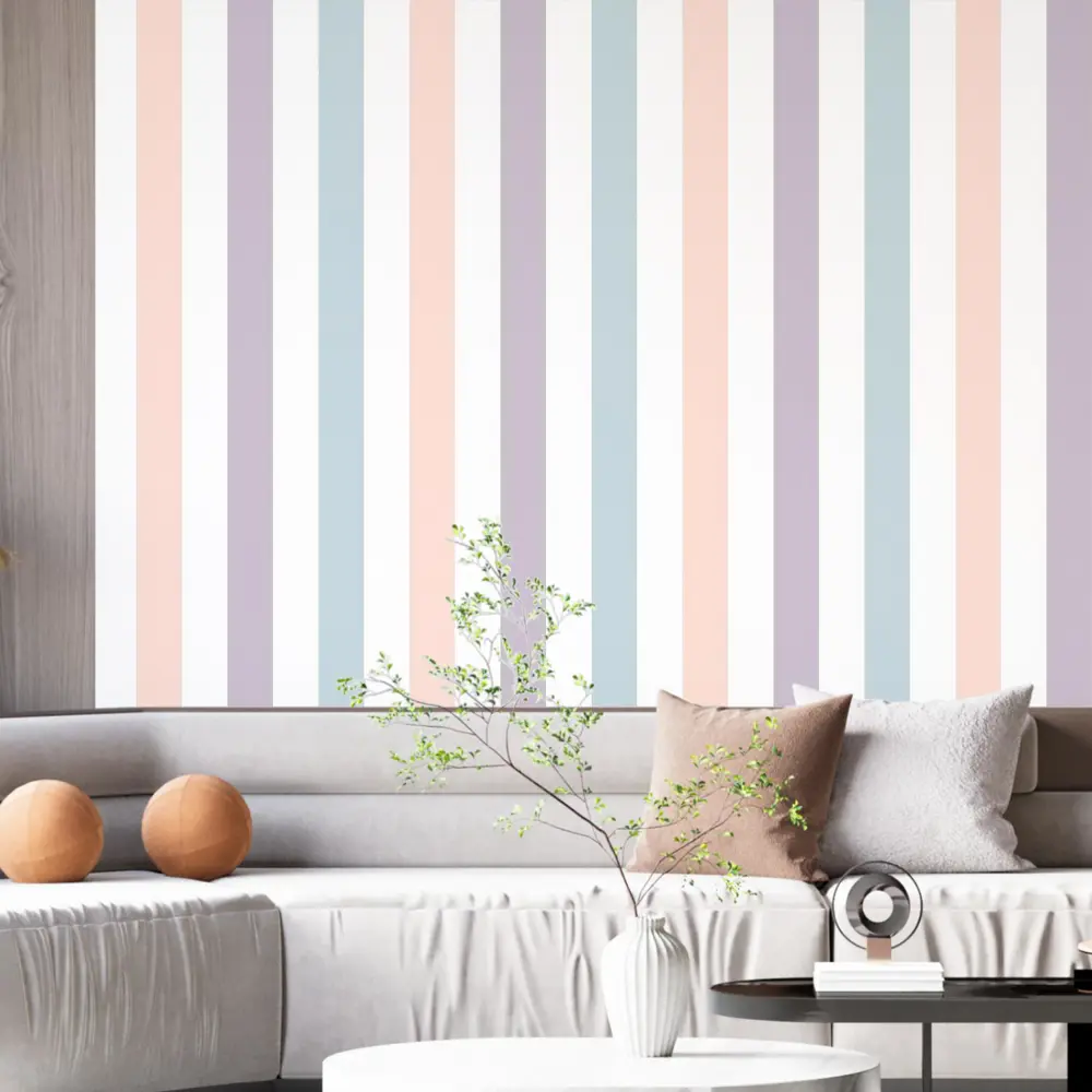 Фото 4 Обои флизелиновые Decoracion Стильные полоски 4x2.8 м сиреневые/кремовые/голубые 7010301 Фото 4 Обои флизелиновые Decoracion Стильные полоски 4x2.8 м сиреневые/кремовые/голубые 7010301