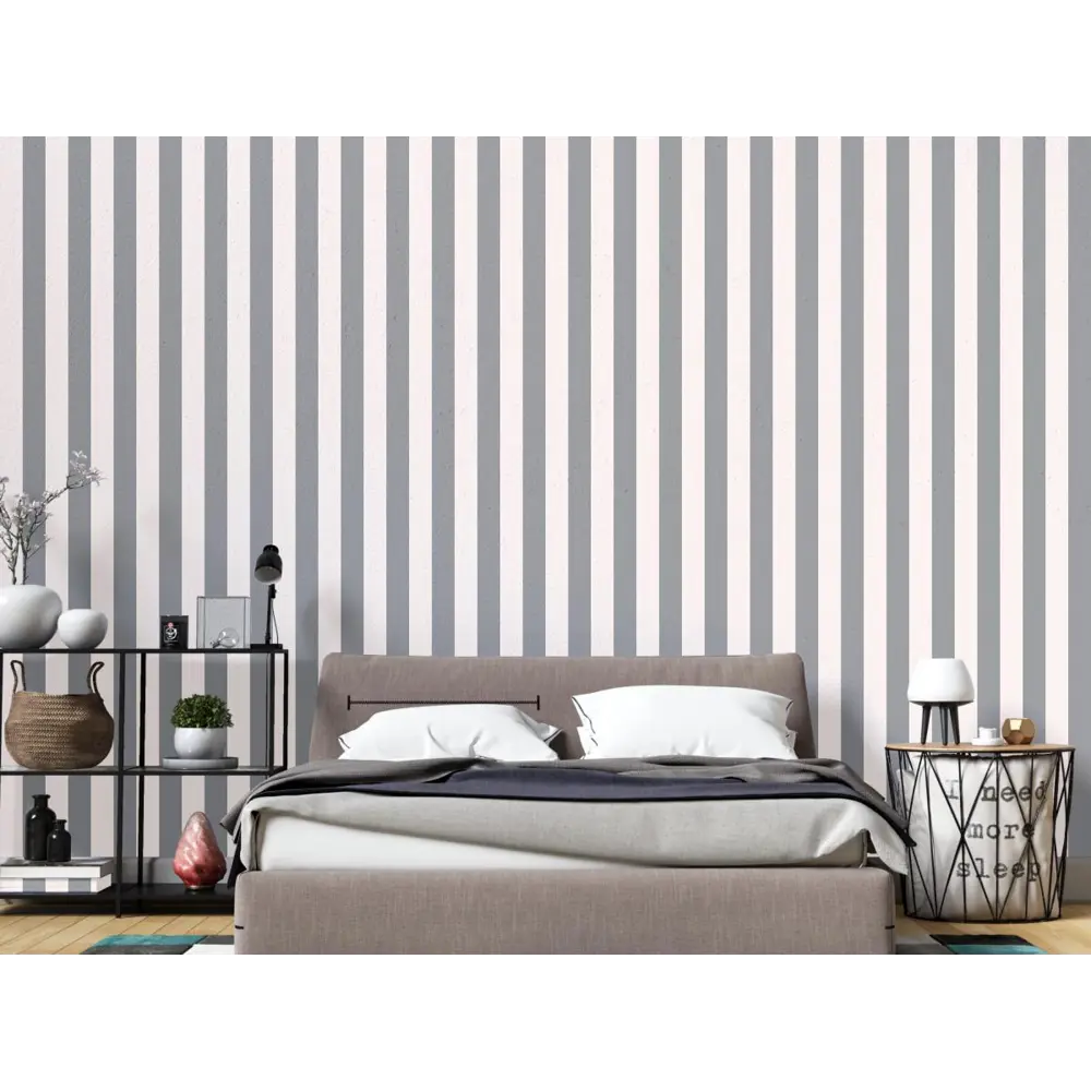 Фото 2 Обои флизелиновые Decoracion Элегантная полоска 4x2.8 м темно-серые/белые 7010806 Фото 2 Обои флизелиновые Decoracion Элегантная полоска 4x2.8 м темно-серые/белые 7010806