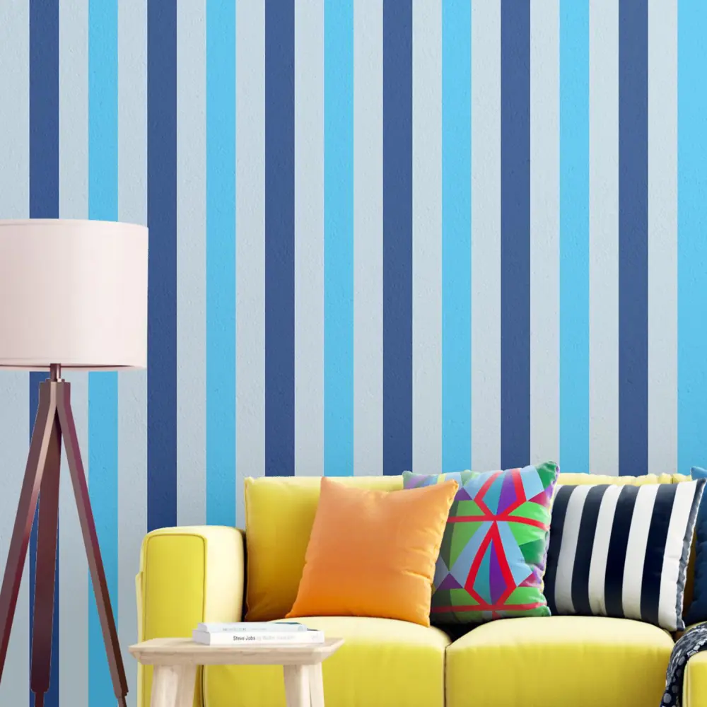 Фото 4 Обои флизелиновые Decoracion Разноцветные полоски 4x2.8 м синие/голубые/светло-серые 7012705 Фото 4 Обои флизелиновые Decoracion Разноцветные полоски 4x2.8 м синие/голубые/светло-серые 7012705