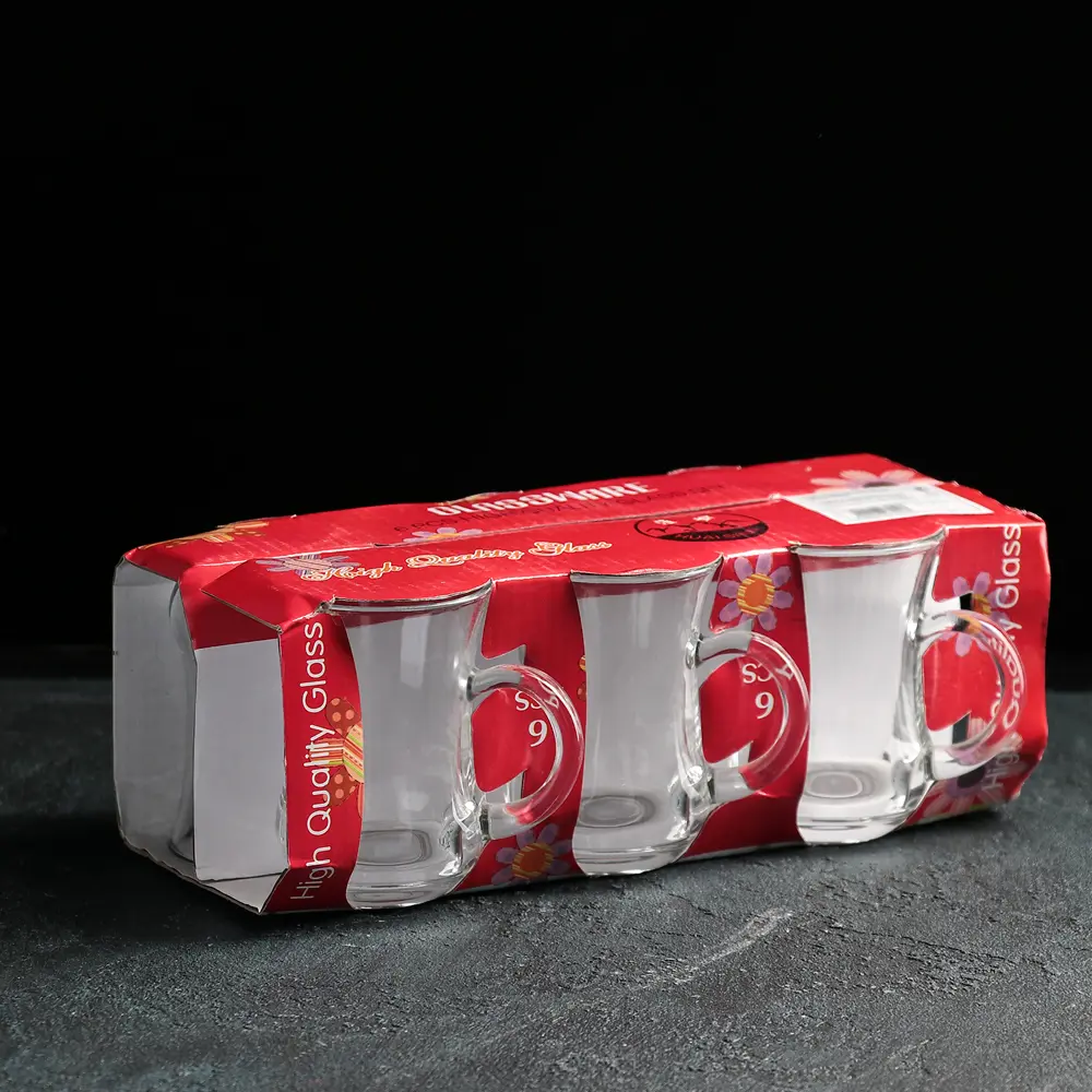 Фото 2 Набор кружек 6 шт 140 мл Дорого внимание Изгиб стекло