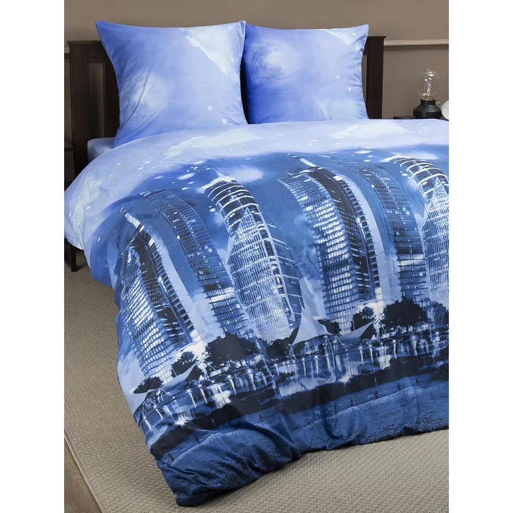 Фото 2 Комплект постельного белья Amore Mio City 23218, двуспальный, полиэстер цвет синий Фото 2 Комплект постельного белья Amore Mio City 23218, двуспальный, полиэстер цвет синий