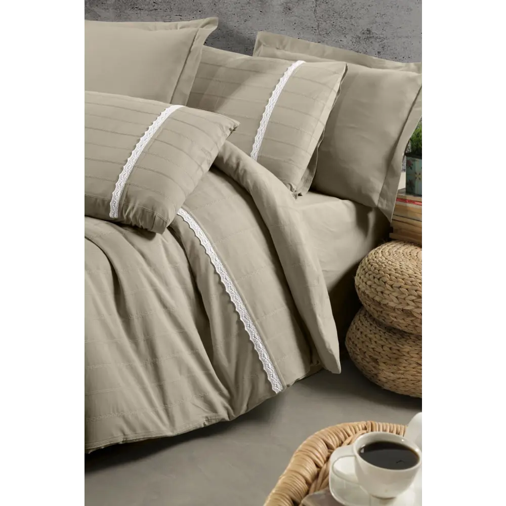 Фото 3 Комплект постельного белья Arya Home с эффектом Stone Washed двуспальный хлопок цвет коричневый