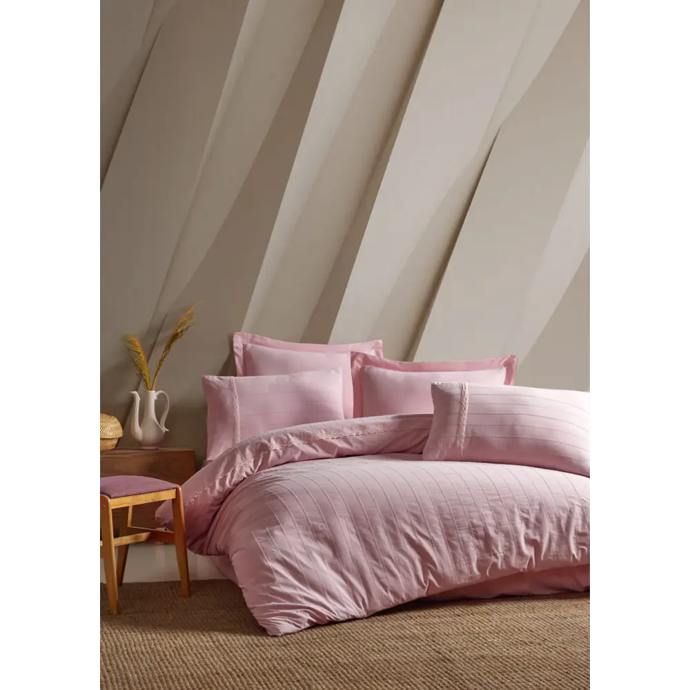 Фото Комплект постельного белья Arya Home с эффектом Stone Washed двуспальный, хлопок, цвет розовый