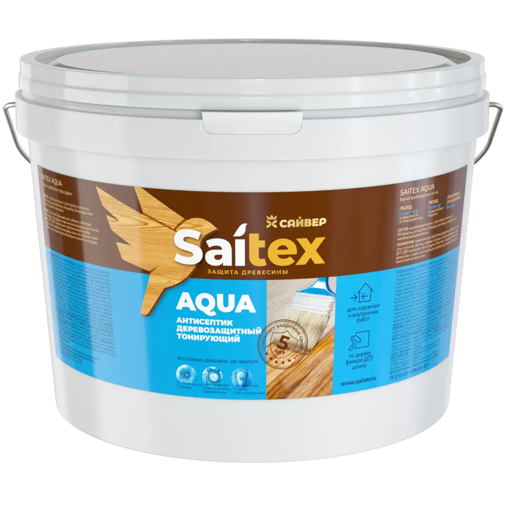 Фото Антисептик Saitex Aqua цвет тик 10л Фото Антисептик Saitex Aqua цвет тик 10л