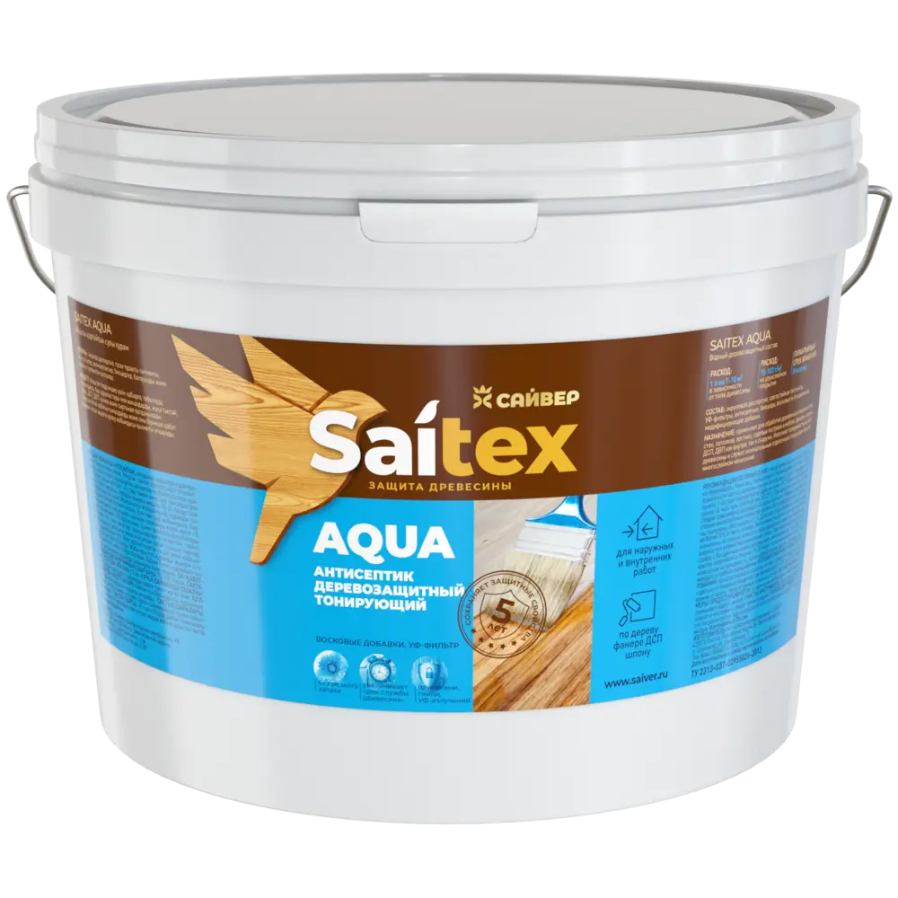 Фото Антисептик Saitex Aqua цвет палисандр 10л Фото Антисептик Saitex Aqua цвет палисандр 10л