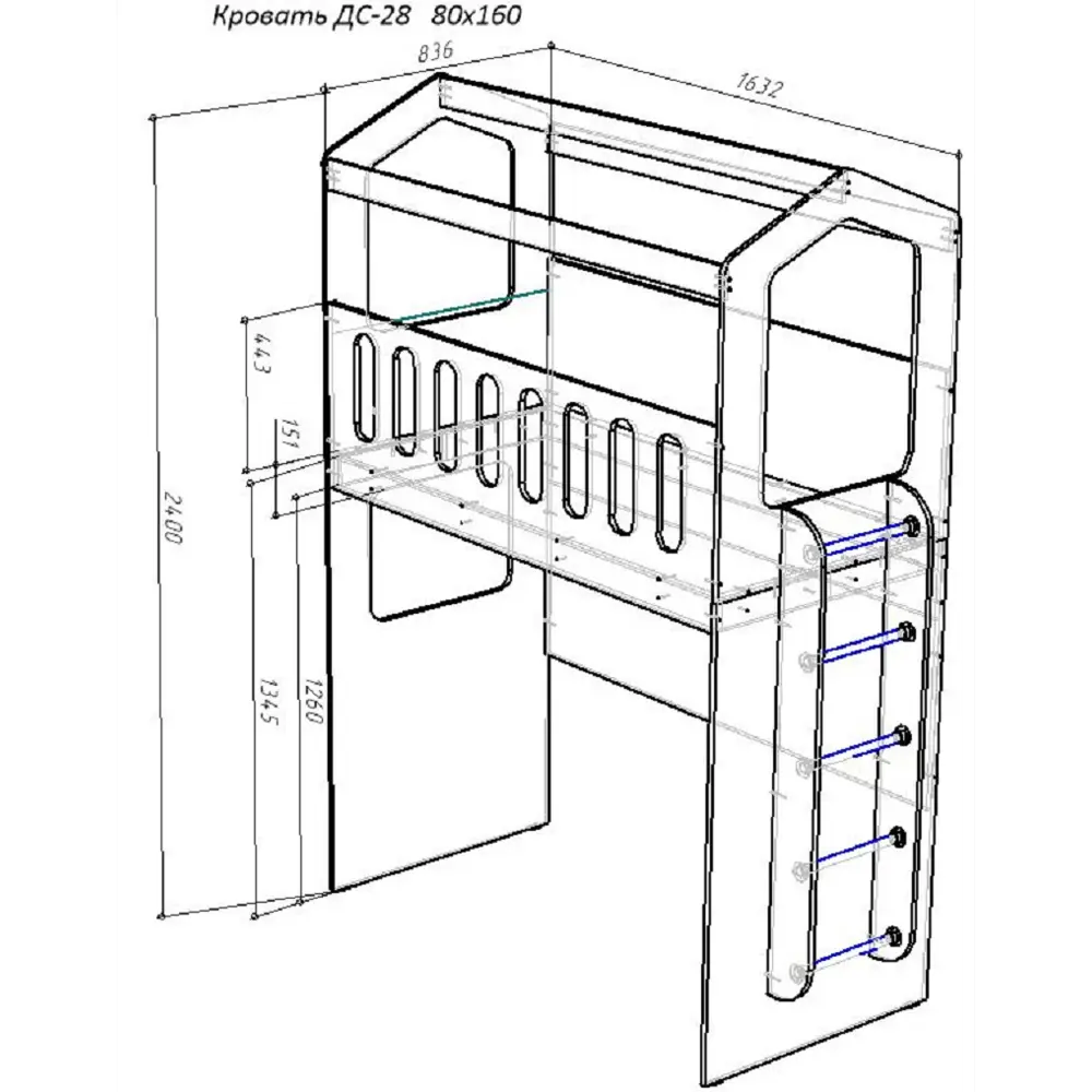 Фото 2 Кровать-чердак Кариви Сказочный Домик 178.20x240x83.40 см ЛДСП цвет белое дерево Фото 2 Кровать-чердак Кариви Сказочный Домик 178.20x240x83.40 см ЛДСП цвет белое дерево