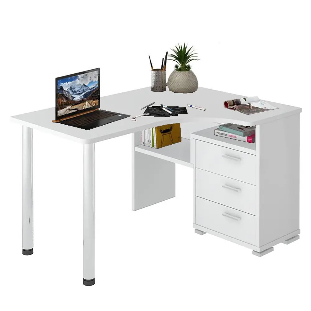 Фото Компьютерный стол Мэрдэс СР-132С-130 БЕ-ПРАВ 101x75x130 см ЛДСП цвет белый Фото Компьютерный стол Мэрдэс СР-132С-130 БЕ-ПРАВ 101x75x130 см ЛДСП цвет белый