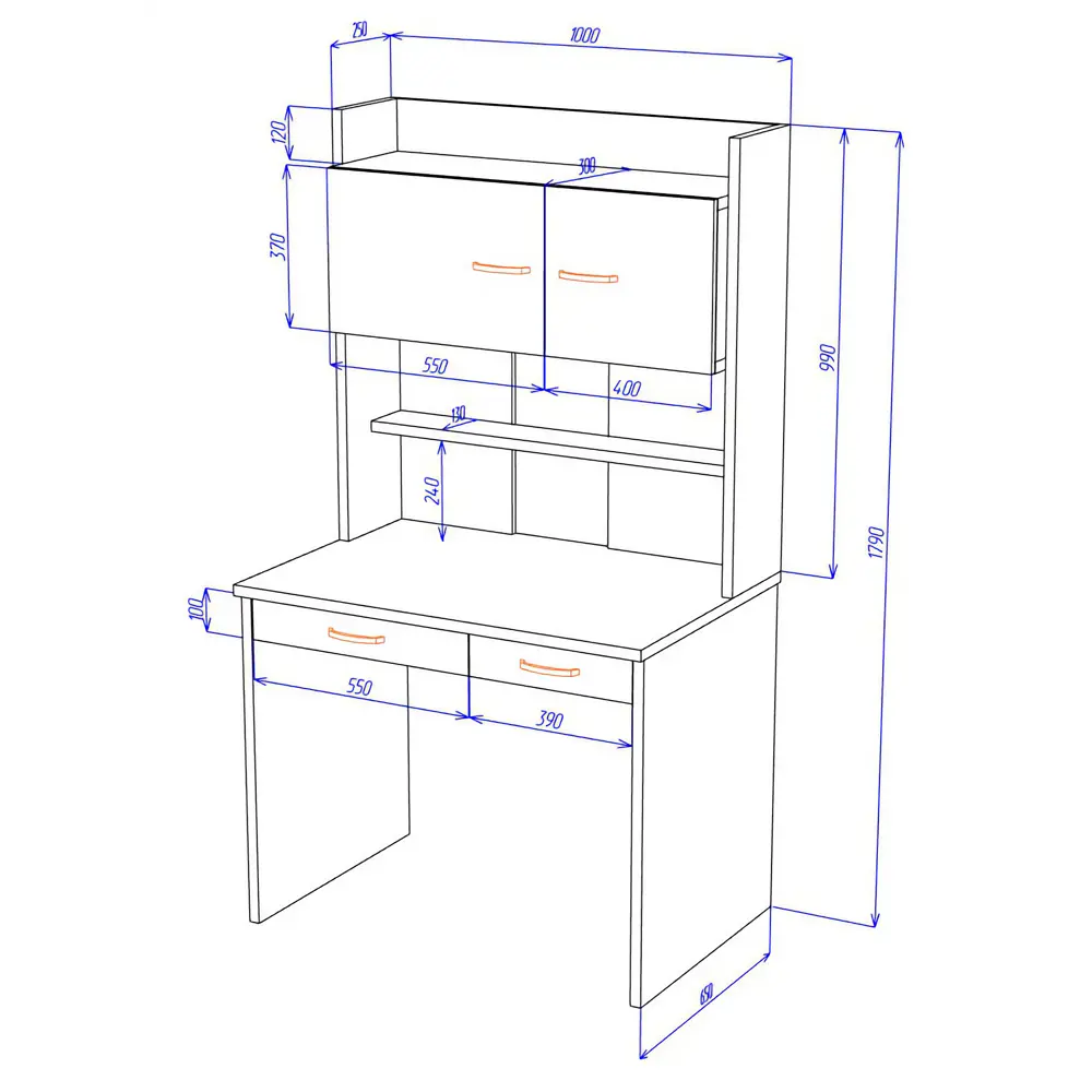 Фото 2 Компьютерный стол Мэрдэс СП-23 КБЕ 100x179x62 см ЛДСП цвет светло-бежевый