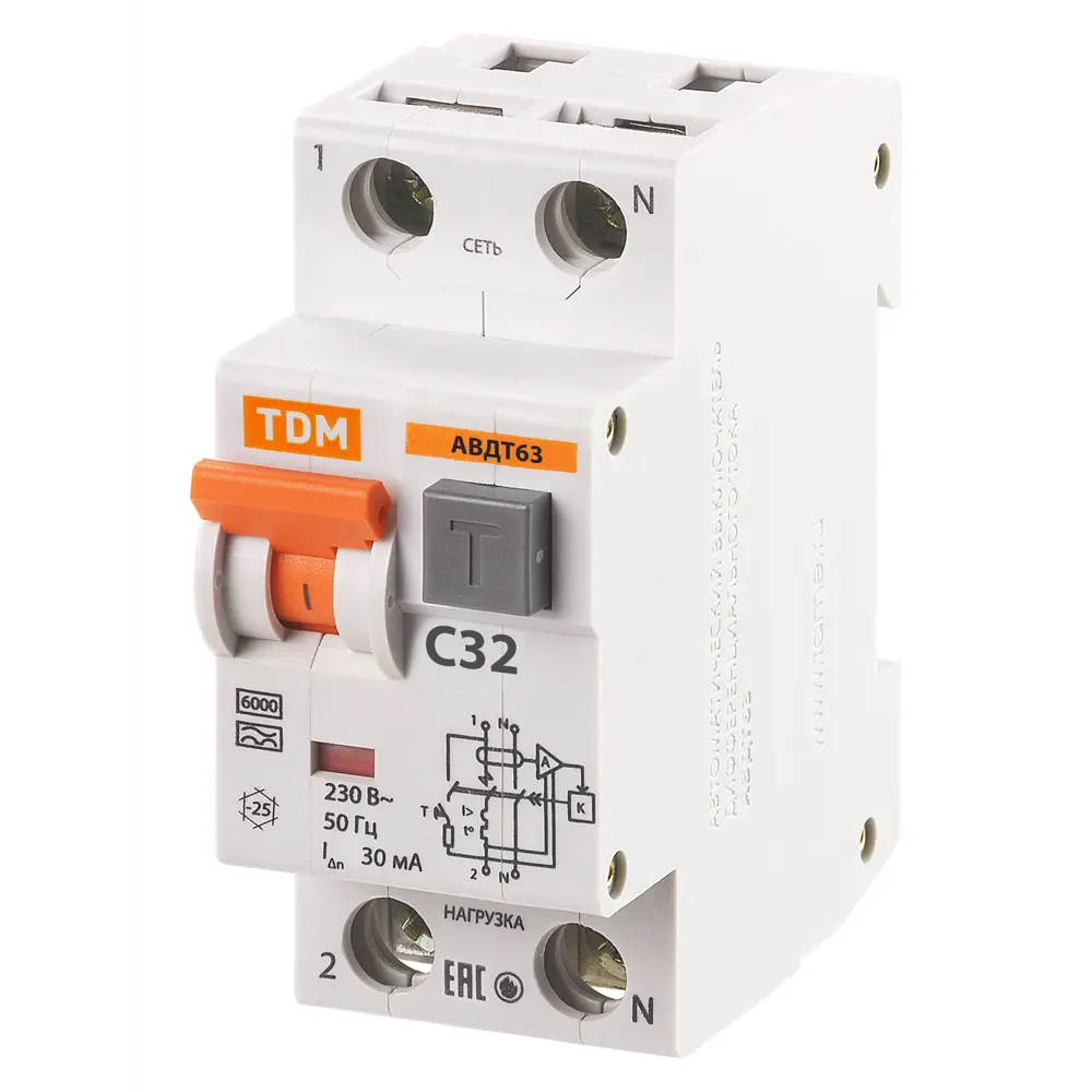 Фото 2 Дифференциальный переключатель TDM ELECTRIC SQ0202-0005 32 А 2 модуля Фото 2 Дифференциальный переключатель TDM ELECTRIC SQ0202-0005 32 А 2 модуля