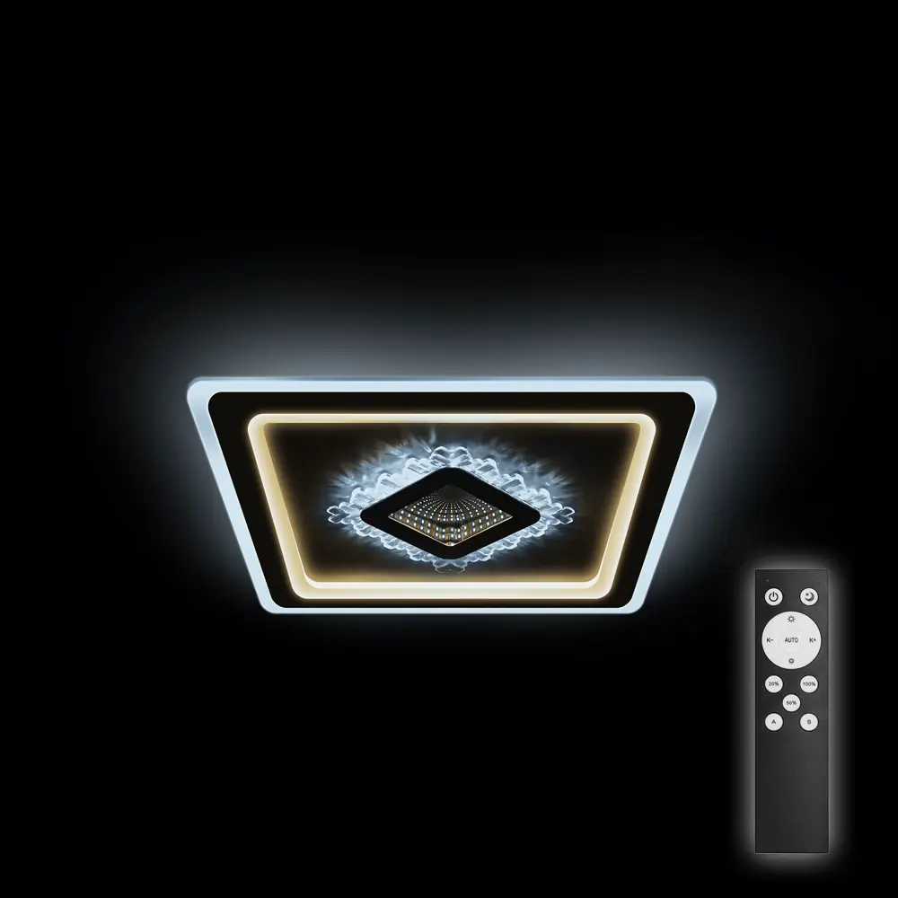 Фото Люстра потолочная светодиодная RITTER 52367 3 Crystal 3D 40 м² теплый белый свет цвет белый Фото Люстра потолочная светодиодная RITTER 52367 3 Crystal 3D 40 м² теплый белый свет цвет белый