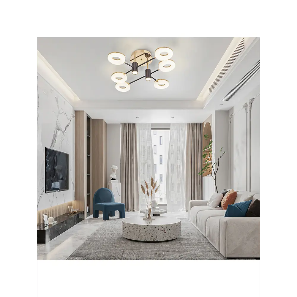 Фото 6 Люстра потолочная светодиодная Arte Perfetto Luce LED 3327.9931-6-850.280.LED120W.Bk.G 12 м² нейтральный белый свет цвет черный/золото Фото 6 Люстра потолочная светодиодная Arte Perfetto Luce LED 3327.9931-6-850.280.LED120W.Bk.G 12 м² нейтральный белый свет цвет черный/золото