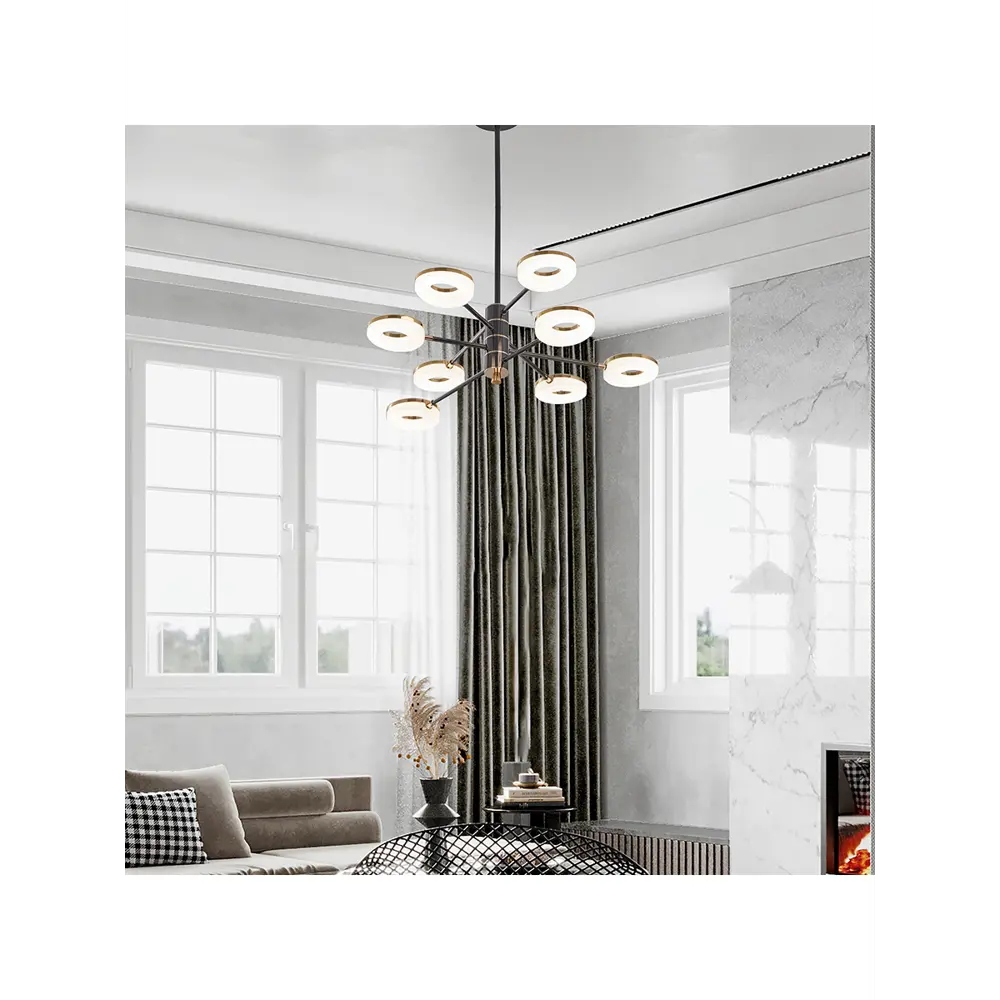 Фото 13 Люстра на штанге светодиодная Arte Perfetto Luce LED 3327.9966-8-860.750.LED176W.Bk.G 16 м² нейтральный белый свет цвет черный/золото Фото 13 Люстра на штанге светодиодная Arte Perfetto Luce LED 3327.9966-8-860.750.LED176W.Bk.G 16 м² нейтральный белый свет цвет черный/золото