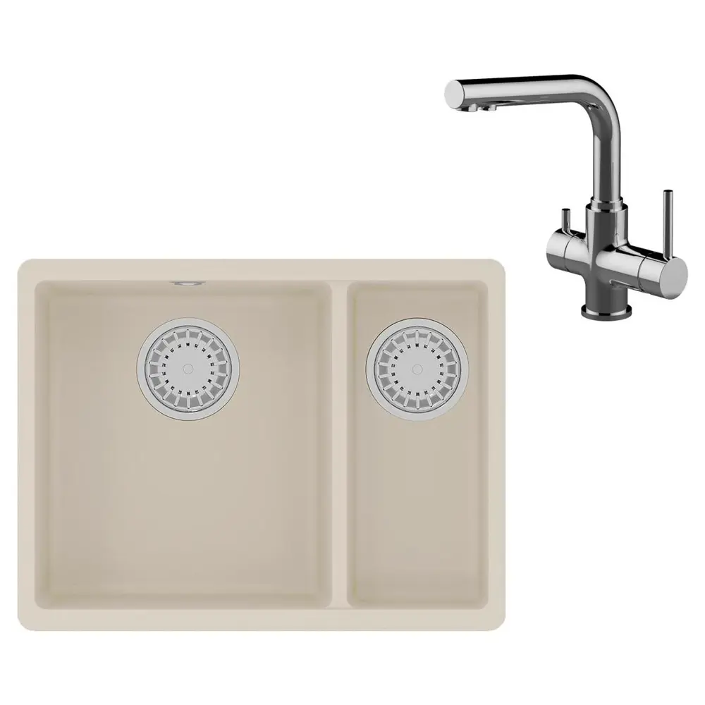 Фото Интегрированная мойка Lemark Sinara 55x42x20 см кварц цвет хром/шампань Фото Интегрированная мойка Lemark Sinara 55x42x20 см кварц цвет хром/шампань