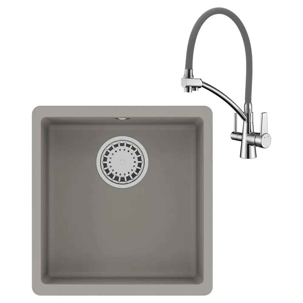 Фото Интегрированная мойка Lemark Sinara LM3071C 40x42x20 см кварц цвет серый/хром Фото Интегрированная мойка Lemark Sinara LM3071C 40x42x20 см кварц цвет серый/хром