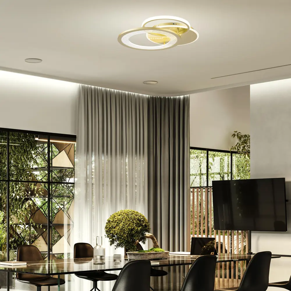 Фото 4 Светильник потолочный светодиодный Escada 10248-3LED с пультом управления 21 м² нейтральный белый свет цвет золотой Фото 4 Светильник потолочный светодиодный Escada 10248-3LED с пультом управления 21 м² нейтральный белый свет цвет золотой