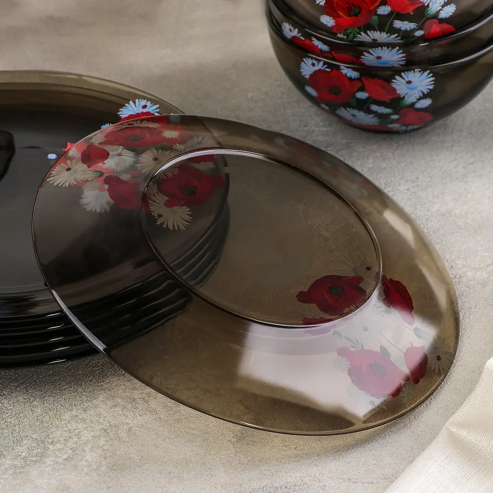 Фото 3 Столовый сервиз Ca Del Vetro Маки 3299414 24 предмета 6 персон персон стекло